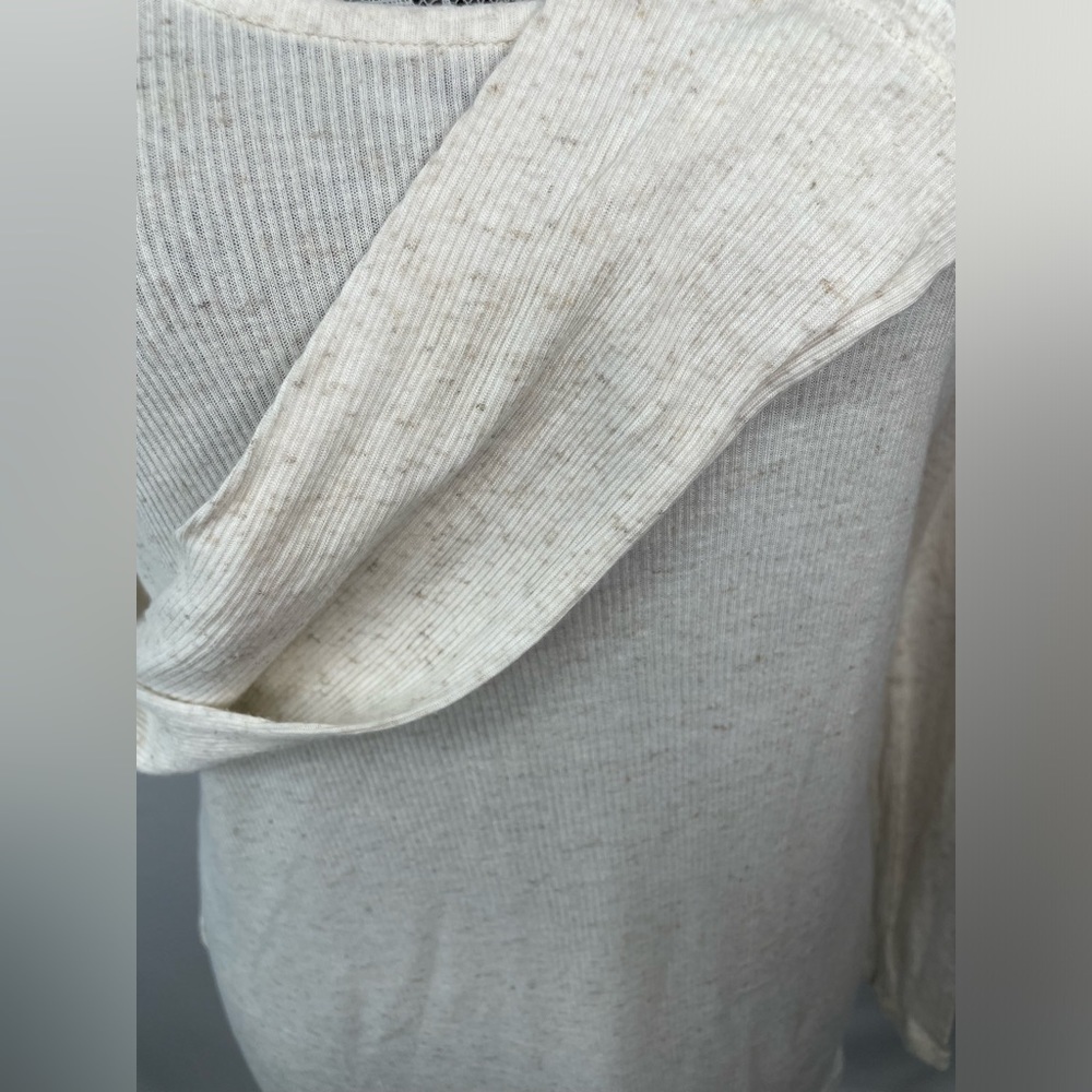 Eileen Fisher Top Womens Small Linen Scoop Neck Long Sleeve Basic Minimal Basic - Picture 3 of 4